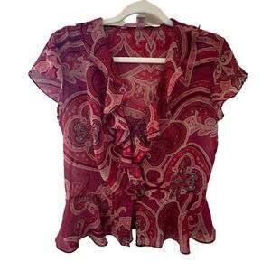 Victoria Secret | Vintage Size M 2000s Y2K Red Chiffon Ruffled Sexy Nightgown